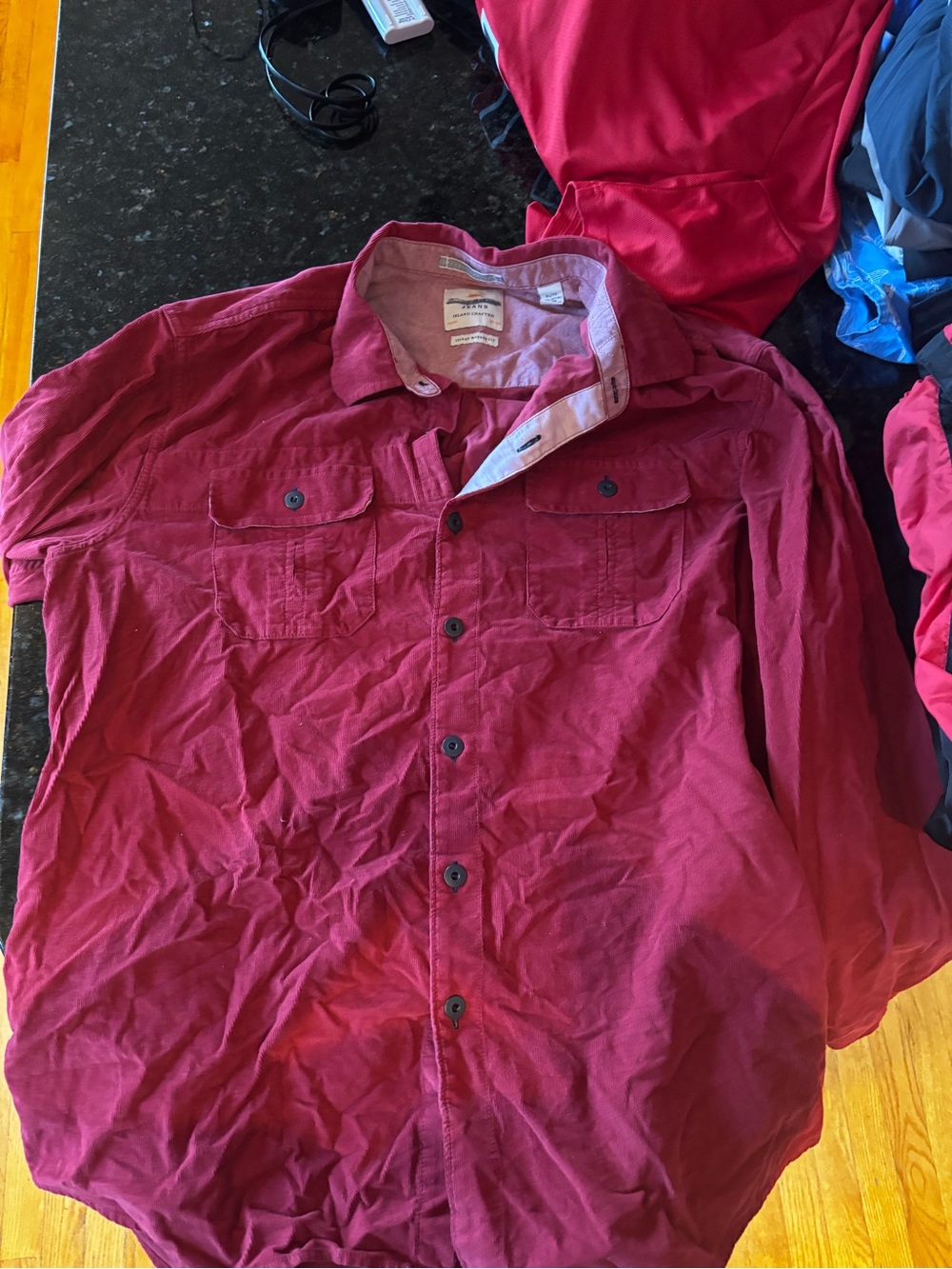 Tommy Bahama Men's Button-Up Lightweight Jacket Shirt - Burgundy